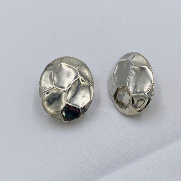 Sterling Silver Jewelry - Vintage Sterling Silver Omega Pierced Earrings Hammered Design 1.25" Oval